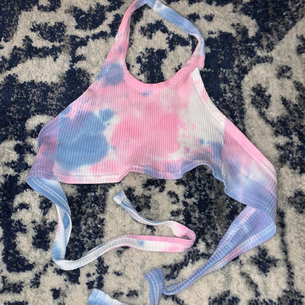 Tie Dye Halter Ribbed Crop Tank Top